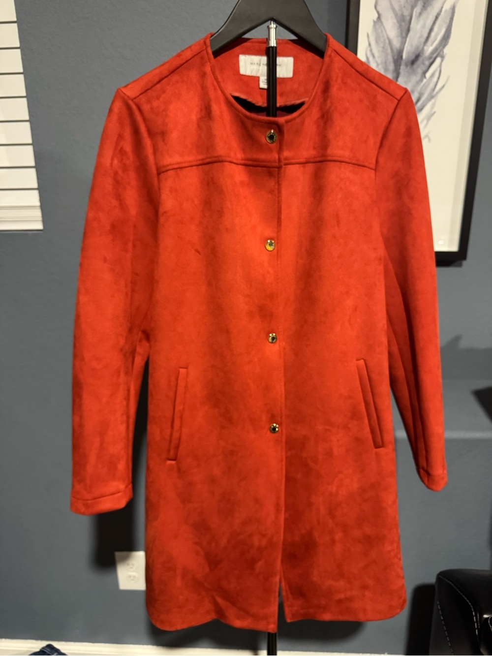 Marc New York Orange Suede Snap-Front Trench Coat